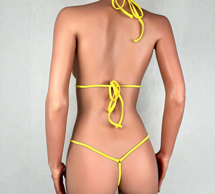 113-2 Handmade Teardrop Mini Bikini Set – Luxury Collection | Yellow Lycra