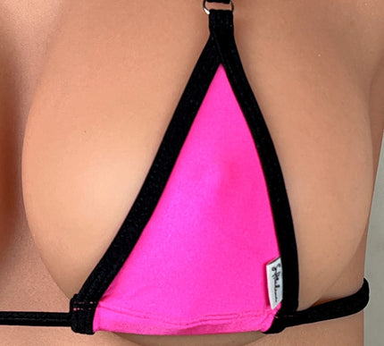 114-15 Handmade Mini Bikini Set - Black with Pink | SHbikini