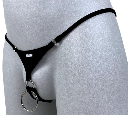 504-0 * SHbikini Men's Sexy Ring Thong | Black O-Ring Micro String