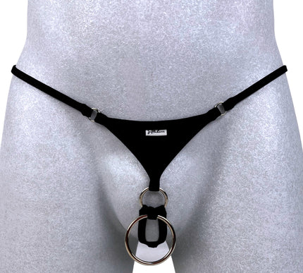 504-0 * SHbikini Men's Sexy Ring Thong | Black O-Ring Micro String