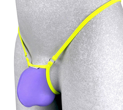 525-1 Men's Micro Y-String - Neon Green with Purple Accent
