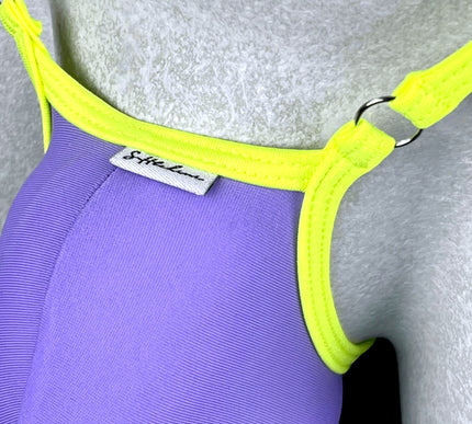 525-1 Men's Micro Y-String - Neon Green with Purple Accent