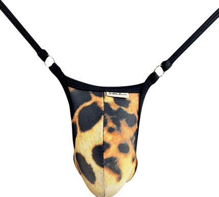 525-2 Men's Micro Y-String – Black with Leopard Accent