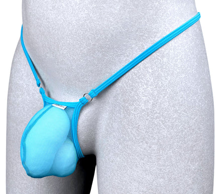 528-1S Men's Micro Thong with Plug Loop - Blue Paradise Mesh | SHbikini