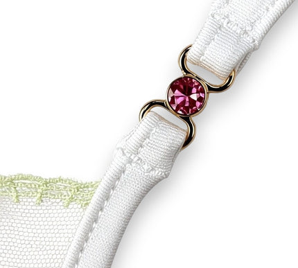 Luxury European Lace Y-String with Preciosa Crystals - Handmade in Poland