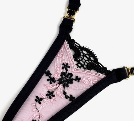 Luxury Lace Y-Thong with Preciosa Crystals - Handmade SHbikini 204-15