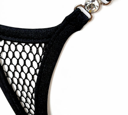 Luxury Mesh Y-Thong with Preciosa Crystals - Handmade SHbikini 204-16