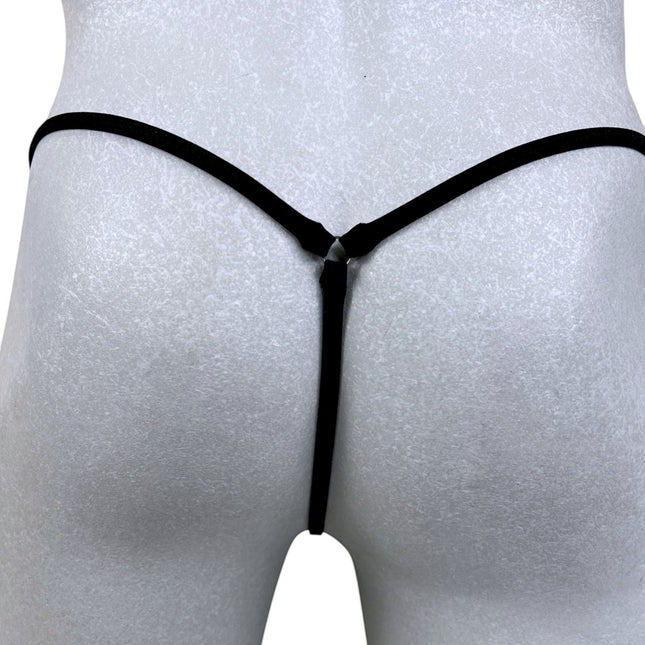 Men's Black & White Micro Mesh Open Crotch Thong - 506-S