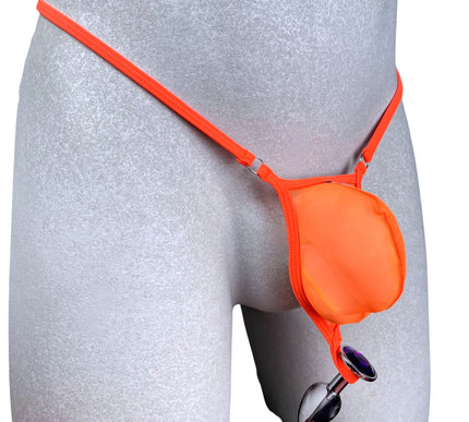 Men's Micro Thong with Plug Loop - Orange Mesh | SHbikini 528-S
