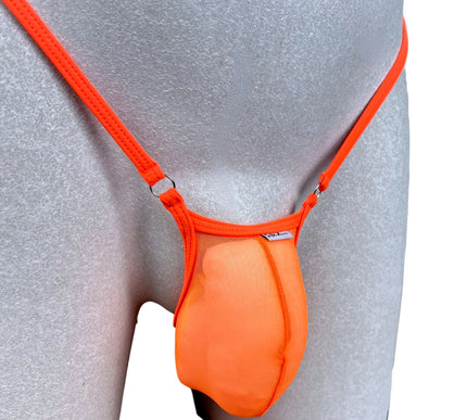 Men's Micro Thong with Plug Loop - Orange Mesh | SHbikini 528-S