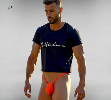 Men's Micro Thong with Plug Loop - Orange | SHbikini 528-0