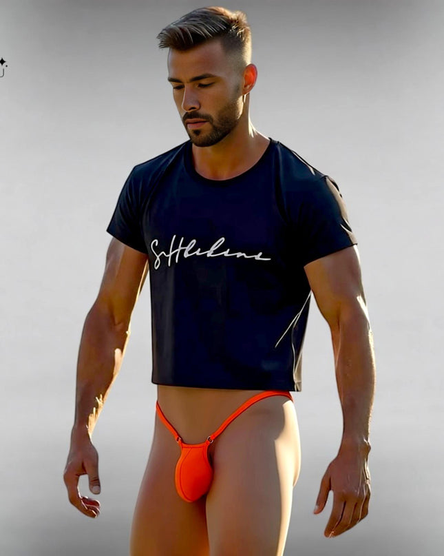 Men's Micro Thong with Plug Loop - Orange | SHbikini 528-0