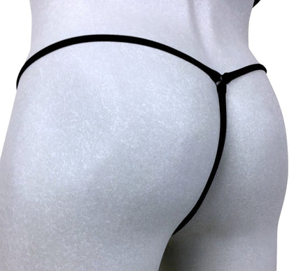 Men's Open Crotch Thong with Bow - Black Mesh Lycra 503-S