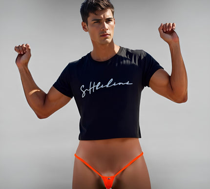 Men's Orange Matte Lycra Mini Micro Thong - 515-6