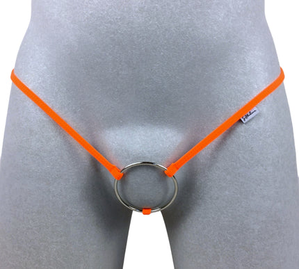 Men's Orange Matte Lycra Mini Thong with Ring - 518-4