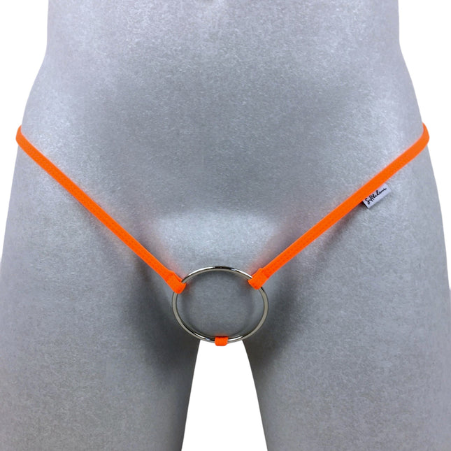 Men's Orange Matte Lycra Mini Thong with Ring - 518-4