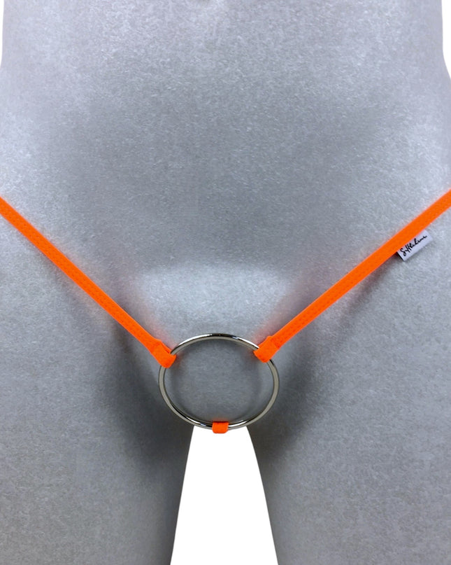 Men's Orange Matte Lycra Mini Thong with Ring - 518-4