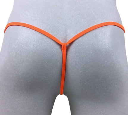 Men's Orange Matte Lycra Mini Thong with Ring - 518-4