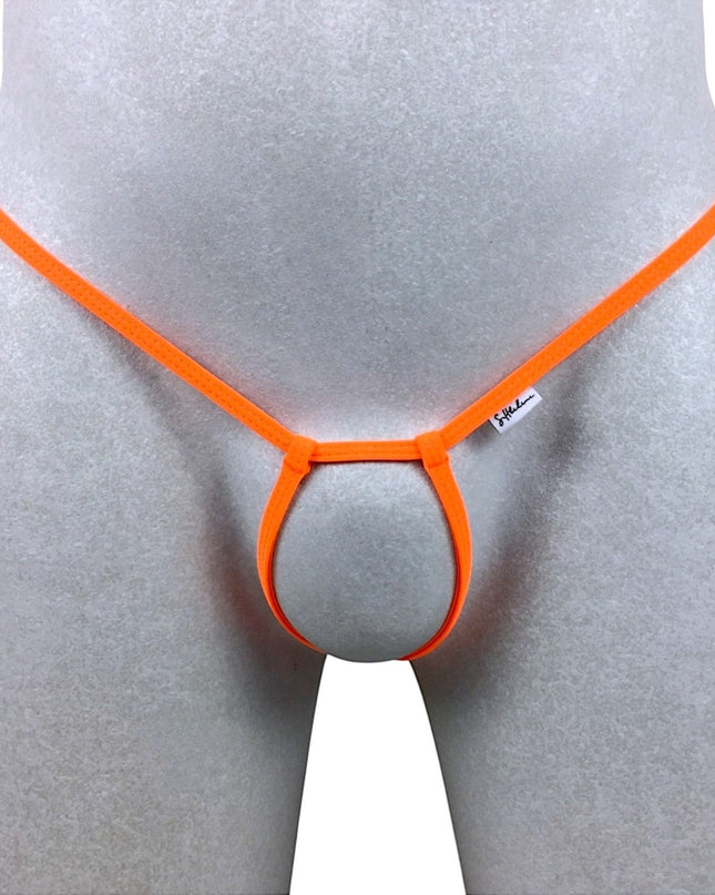 Men's Orange Matte Lycra Open Crotch Thong - 509-6