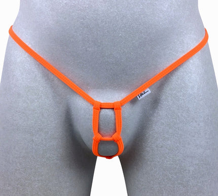 Men's Orange Matte Lycra Open Crotch Thong - 512-6