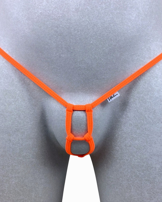 Men's Orange Matte Lycra Open Crotch Thong - 512-6