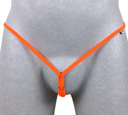 Men's Orange Matte Lycra Open Crotch Thong - 514-4