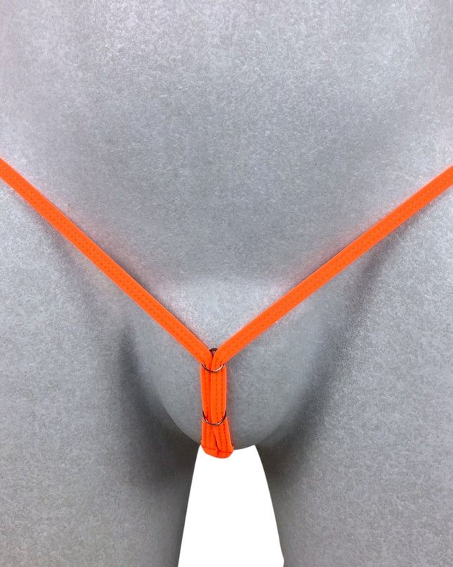 Men's Orange Matte Lycra Open Crotch Thong - 514-4
