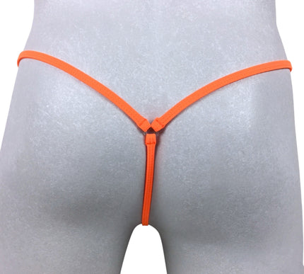 Men's Orange Matte Lycra Open Crotch Thong - 514-4