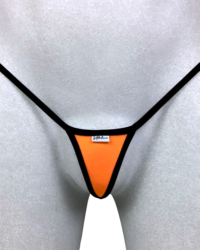 Men's Sexy Micro Thong Black Orange SHbikini One Size 515-4