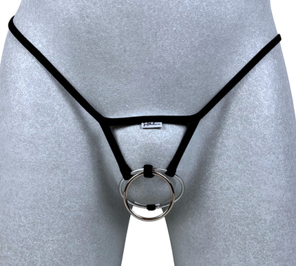 Men's Sexy Open Mini Thong Rings Black SHbikini 508-0