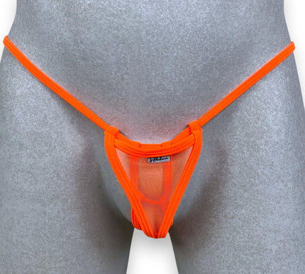 Men's Sexy Orange Micro Thong Mesh Bikini Underwear 501-5S