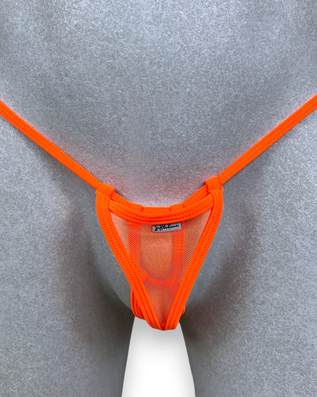 Men's Sexy Orange Micro Thong Mesh Bikini Underwear 501-5S