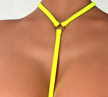 Neon Green Open Bust & Crotchless Micro Bodysuit SHbikini 1002-8 | Sexy Lingerie