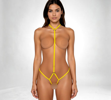 Open Bodysuit for Plug Accessories - Handmade Strappy Harness Lingerie