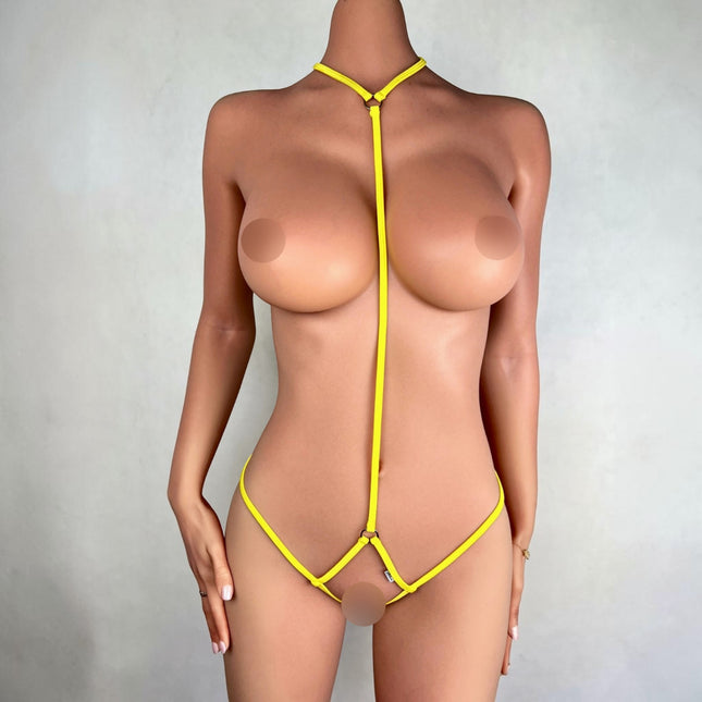 Open Bodysuit for Plug Accessories - Handmade Strappy Harness Lingerie