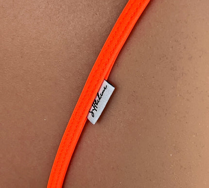Orange Matte Lycra Butt Plug Loop Thong - SHbikini 1064-3