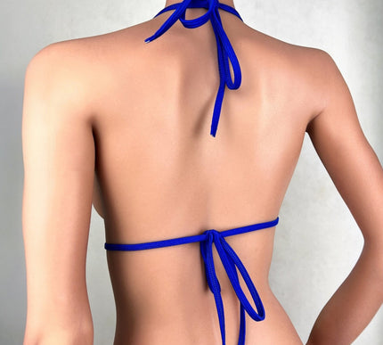 Royal Blue Micro Sheer Triangle Top – Transparent Mesh Bikini – Extreme Minimalist Slide Top – SHbikini