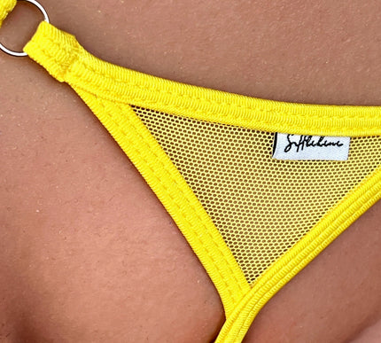 SHbikini 1013-1S Yellow Sheer Mesh Low-Rise Strap Thong