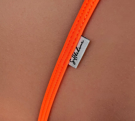 SHbikini 1015-11 Orange Crotchless Spandex Micro Thong - Open Lingerie