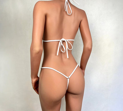 SHbikini Mini Bikini Set – Nautical White & Blue Handmade Swimwear