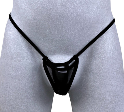 501-7S, SHbikini Men's Sexy Micro Thong | 2-in-1 Black Mesh Underwear