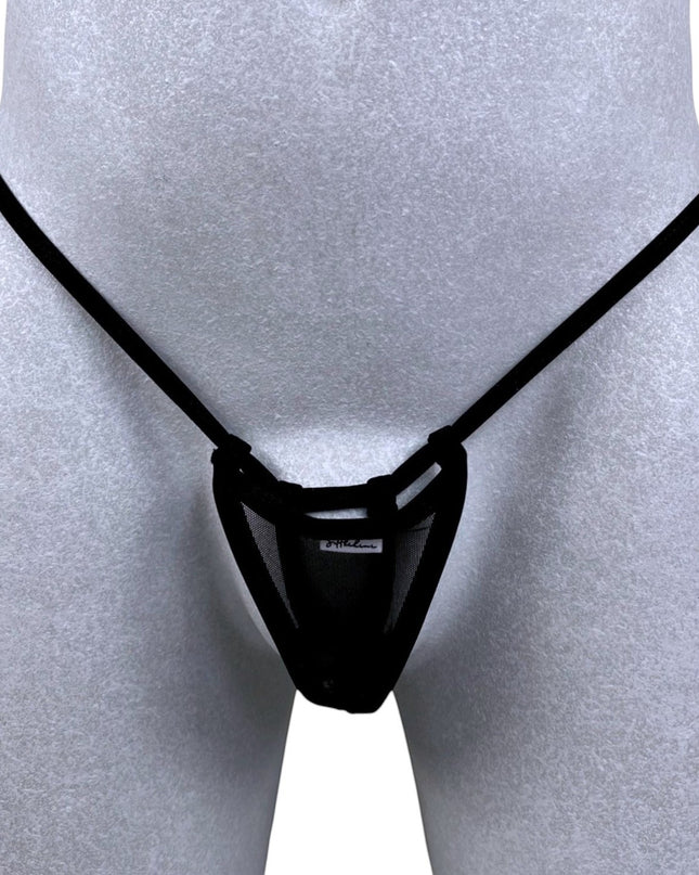 501-7S, SHbikini Men's Sexy Micro Thong | 2-in-1 Black Mesh Underwear
