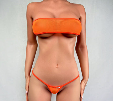 Sexy Orange Mesh Bandeau Micro Bikini Set 148-3S | SHbikini