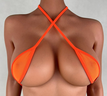 Sexy Orange Mesh Teardrop Bikini Top 709-1S | SHbikini