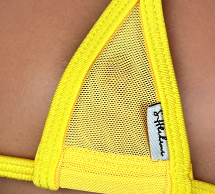 Sexy Yellow Micro Mesh Bikini Top Sheer Halter Bra 702-3S