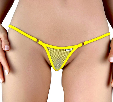 Yellow Mesh Plug-Loop Micro String Bikini 1038-12SS