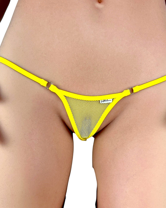 Yellow Mesh Plug-Loop Micro String Bikini 1038-12SS