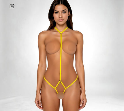 Open Bodysuit for Plug Accessories - Handmade Strappy Harness Lingerie 151-4