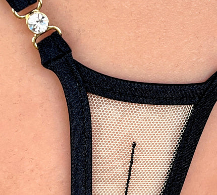 Luxury Y-String Thong | Preciosa Crystals & Lace | SHbikini