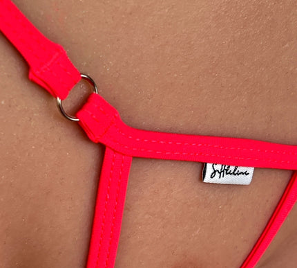 SHbikini 1010-5 Neon Red Micro Crotchless Cut-Out Thong